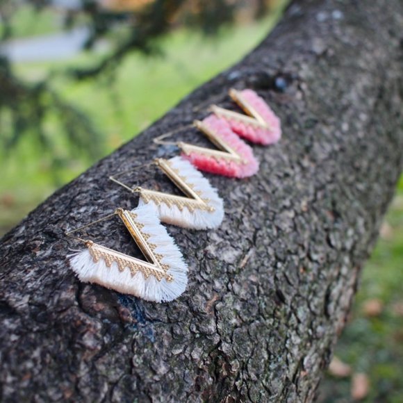 Anthropologie Fringe Tassels Hoop Earrings - Picture 13 of 14